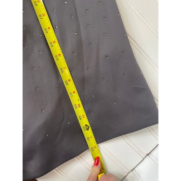 Montage by Mon Cheri M536 Charcoal Beaded Peplum Evening Gown Plus Size 16 - Picture 6 of 10